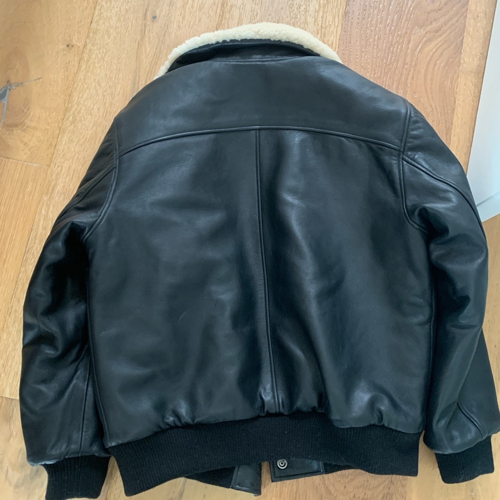 Roots Canada Leather Kids Aviator Jacket with Sherpa Collar XL - Picture 9 of 15
